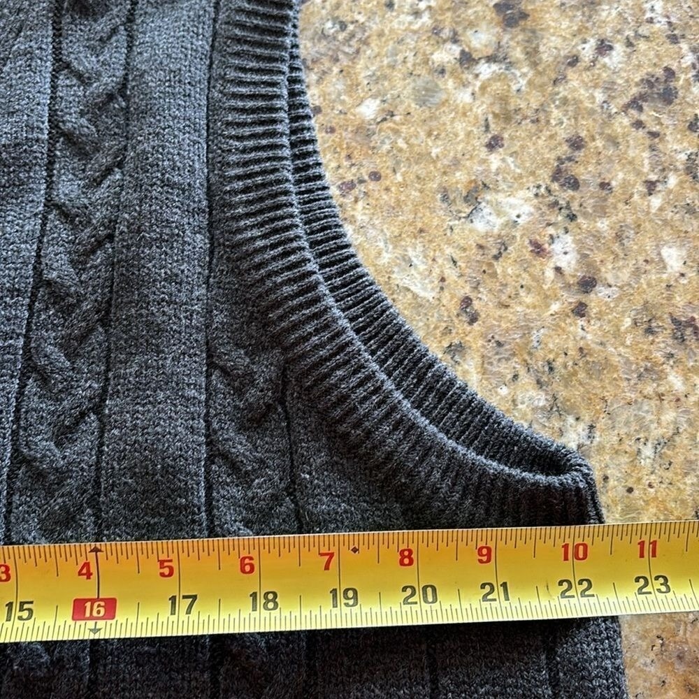 Vintage Cableknit Sweater Vest Gray Cardigan Size Xl oversized grunge cabin - Picture 5 of 7